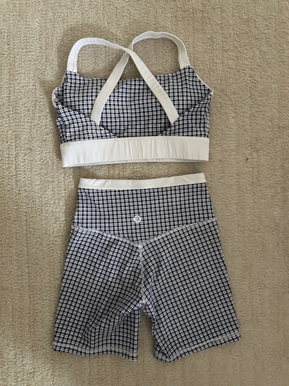 Blue Gingham Active Set - Sports Bra & High Waist Shorts - Picture 4 of 4